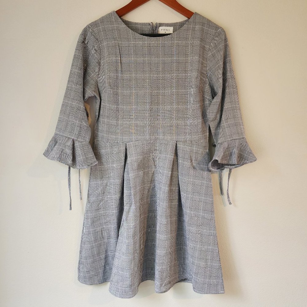 Everly, Women Dress, Size M, Ginggam,3/4 Sleeve, 100% Polyester.